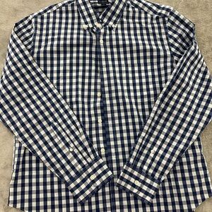 J. Crew Navy and White Plaid Button Down Shirt